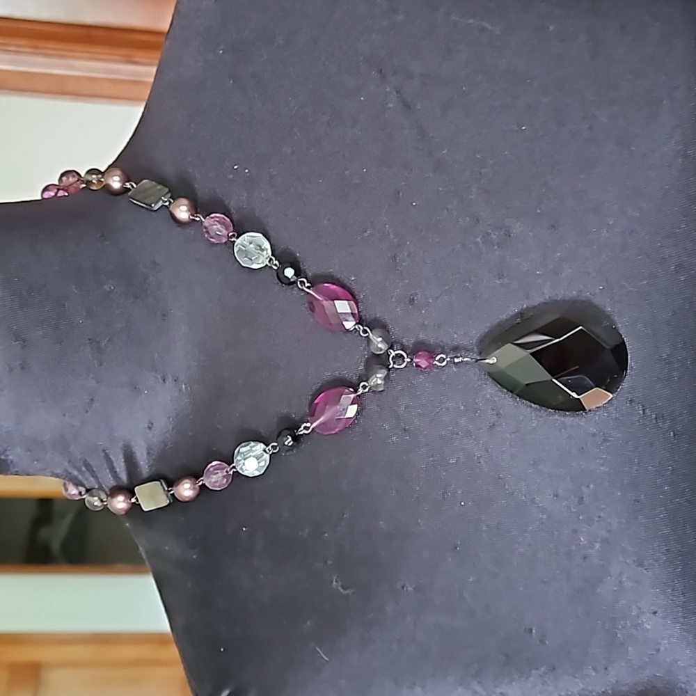 Lia Sophia Jewelry Set--necklace, earrings, and bracelet set purple and black